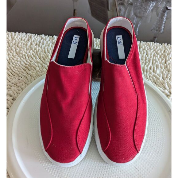 NWOT  Keds Women's red canvas slip on sneaker mules  Sz 9 - Picture 2 of 8